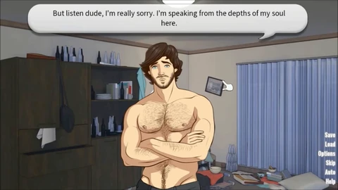 Muscle-hunk, gay-masturbation, 2d-animated