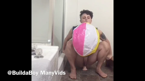 Beach ball, blow up, anal invasion