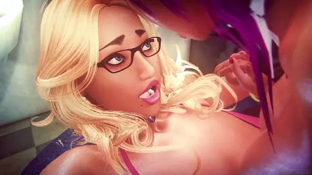 Fille t blonde dans une scène de porno anime en 3D