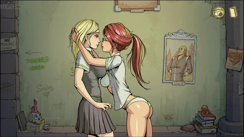 Innocent witches from Hogwarts, Riley Reid and friend, explore lesbian love in schoolgirl outfits