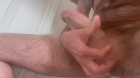 Solo male jerking off, straight guy, penis erection