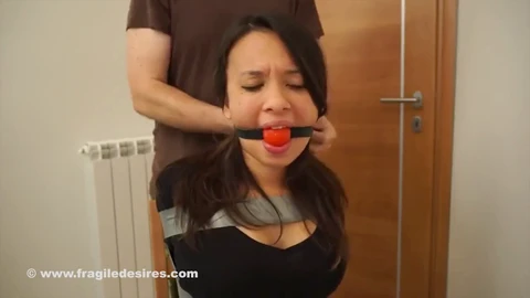 Tape gagged, choking, nut